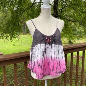 Free people ombré beaded spaghetti strap top